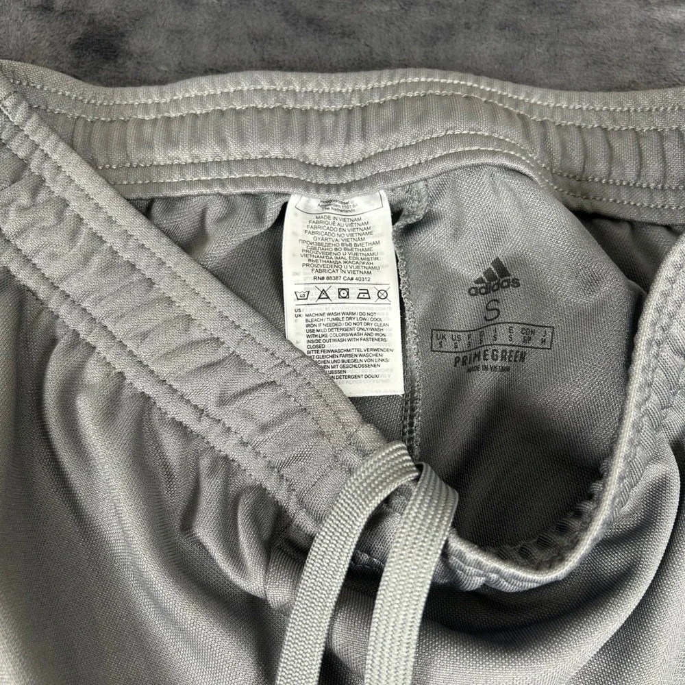 Adidas Tiro Track Pants Mens Small Grey White Stripes Zipper Cuffs Joggers